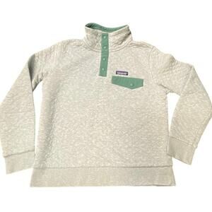 Patagonia Snap-T Pullover Small Gray Green Organic Cotton Quilted Sweatshirt